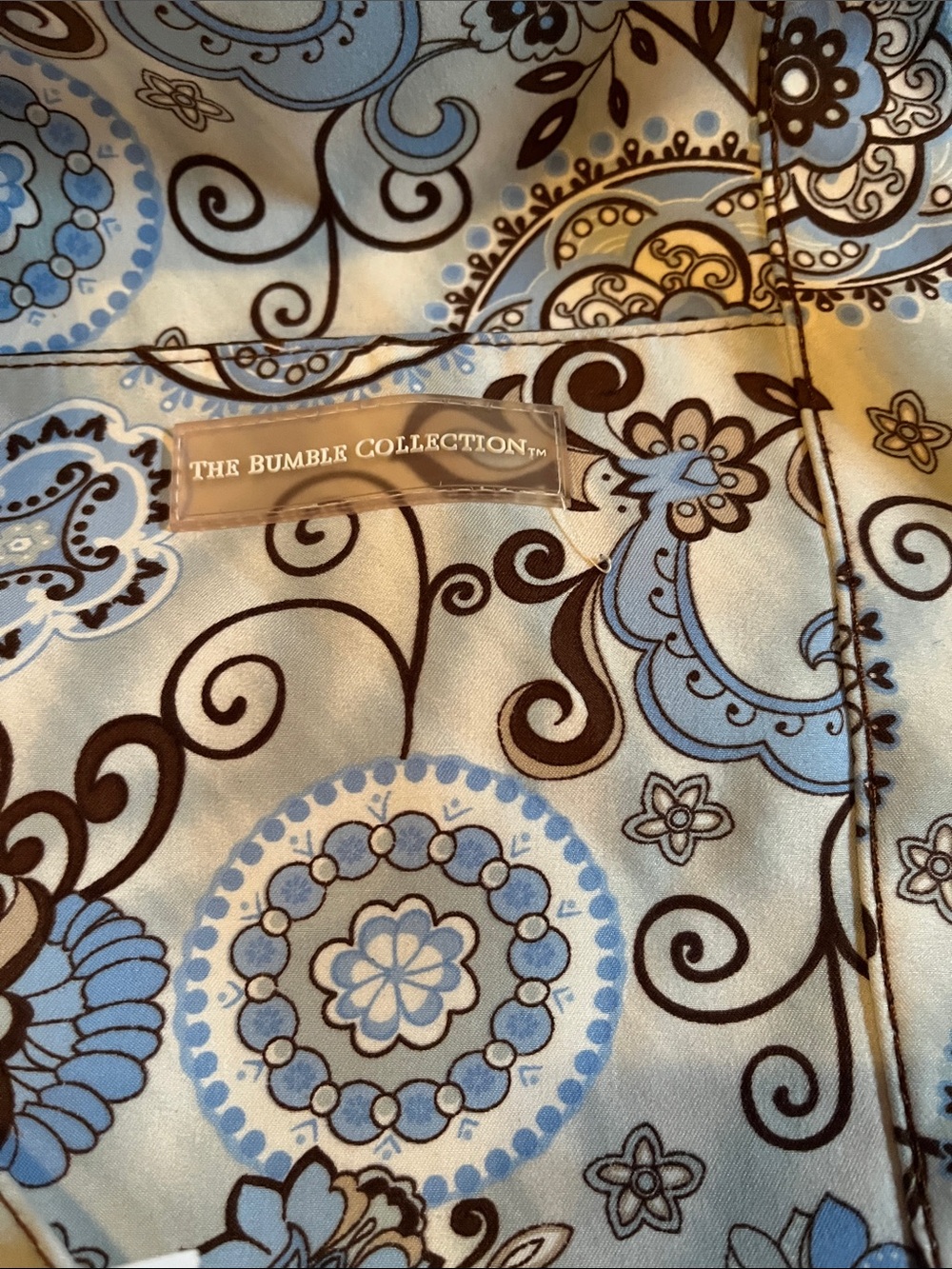 THE BumbleCOLLECTION Blue and Brown Paisley Cosmetic Pouch